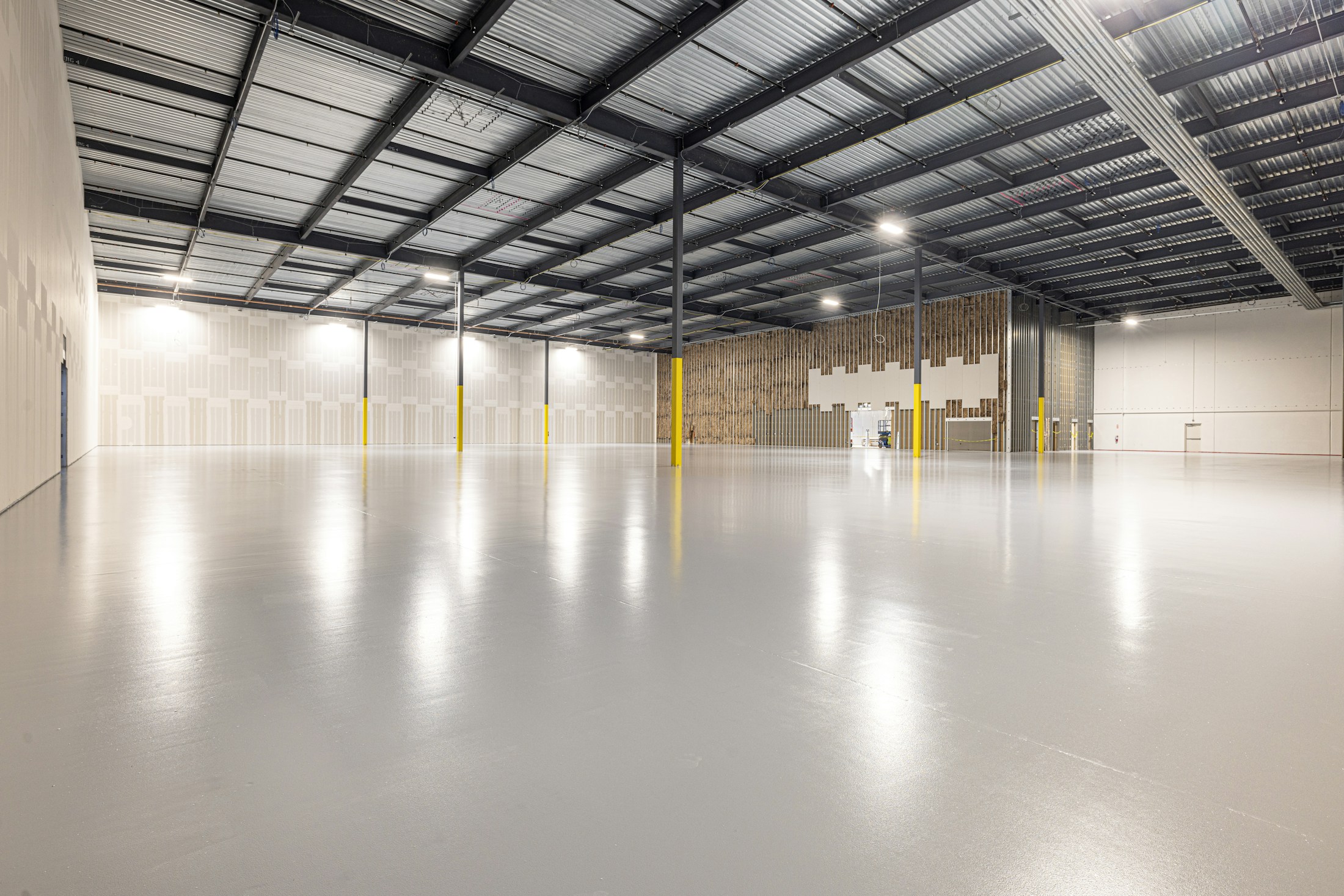 Completed high-gloss industrial floor system
