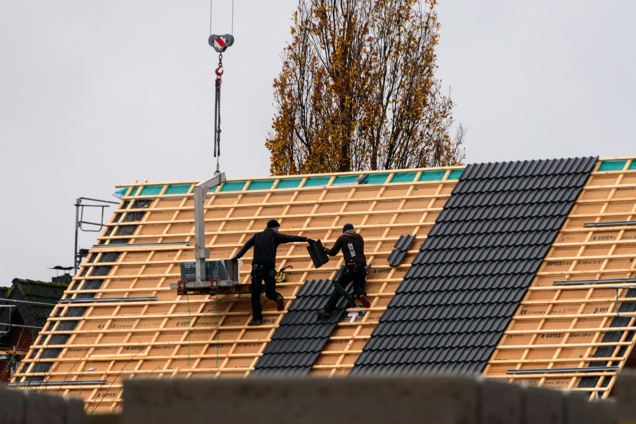 Protective roof work in progress